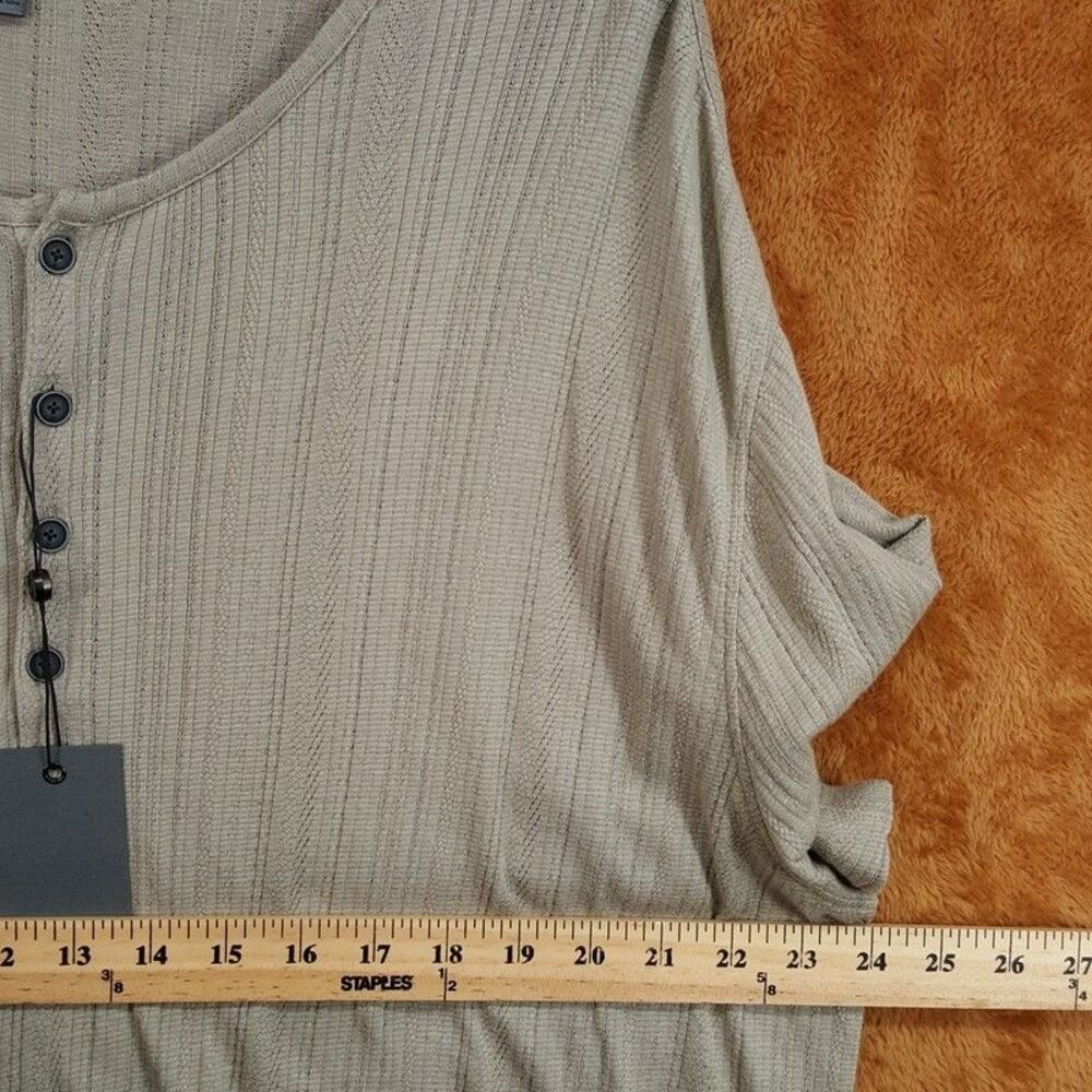 JOHN VARVATOS Shirt Mens XXL Tan Pullover Henley Short Sleeve Ribbed Knit CIEL - Picture 6 of 9